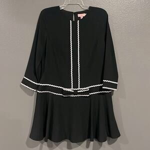 Ted Baker London Gilla drop waist Rick rack bow long sleeve keyhole back dress